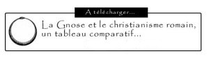 Tableau comparatif entre le christianisme romain et le christianisme gnostique, cliquer pour ouvrir