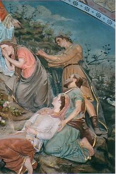 Eglise de Rennes-le-Château, le grand bas-relief, détail